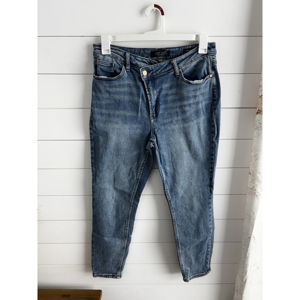 Judy Blue Relaxed Fit‎ Jeans Womens Size 11/30 Denim Cross Over Waist